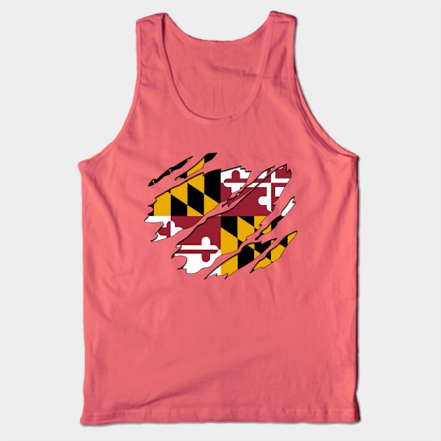 Tear Away Maryland Flag Tank Top by InspiredQuotes